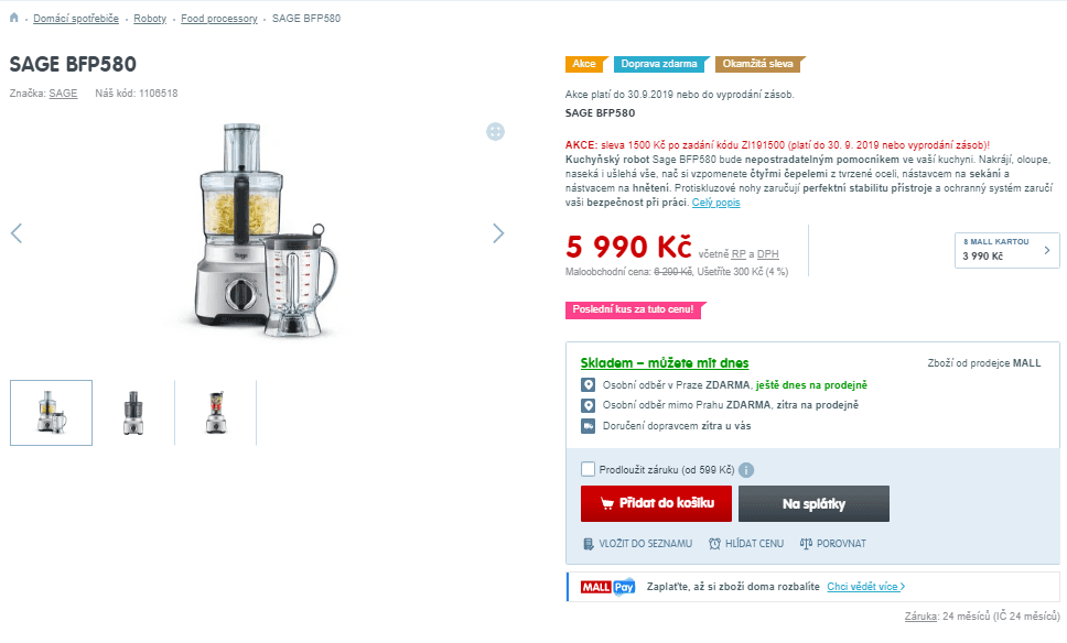 Kuchyňský robot Sage BFP580