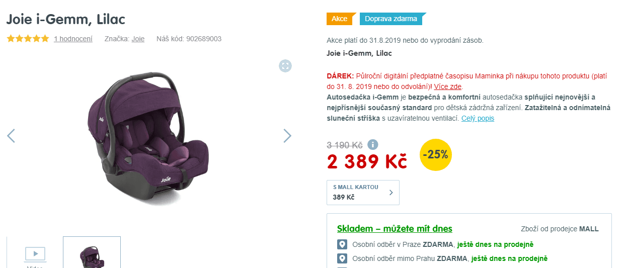 Autosedačka pro nejmenší Joie i-Gemm