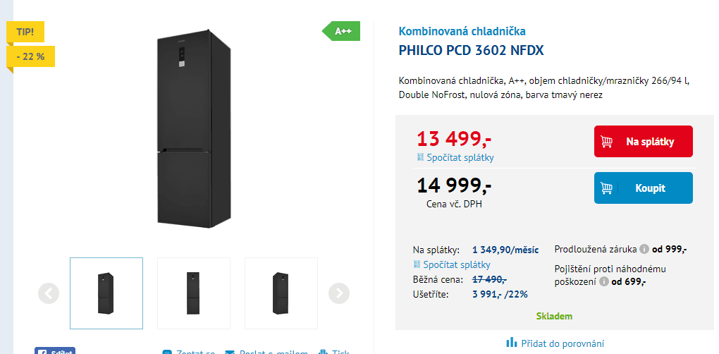 Lednice Philco, dual, A++, 201cm