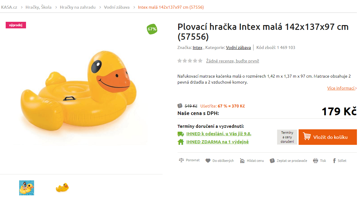 Plovací matrace Intex kačenka