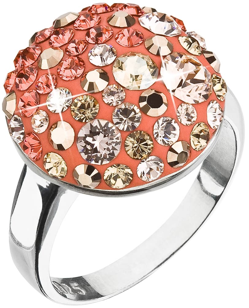 Stříbrný prsten s krystaly oranžový