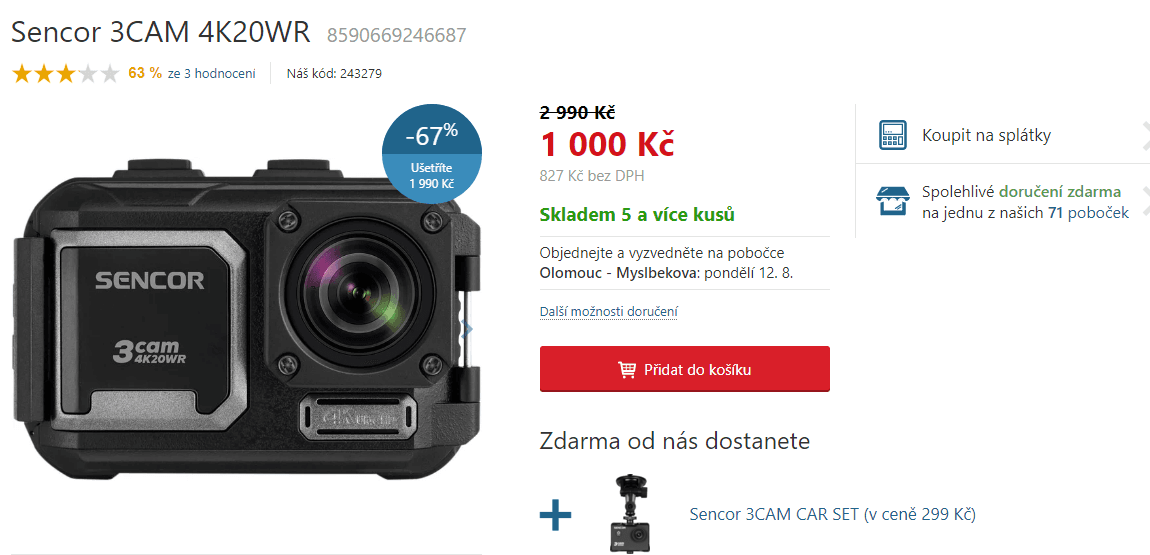 Akční kamera Sencor, 4K, Wifi