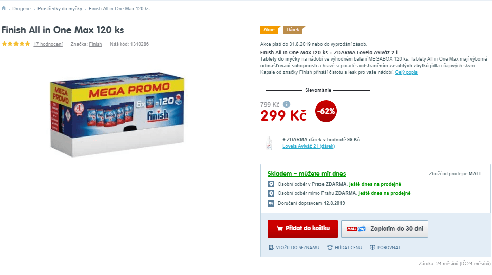 Tablety FINISH All in1 MAX 120 ks