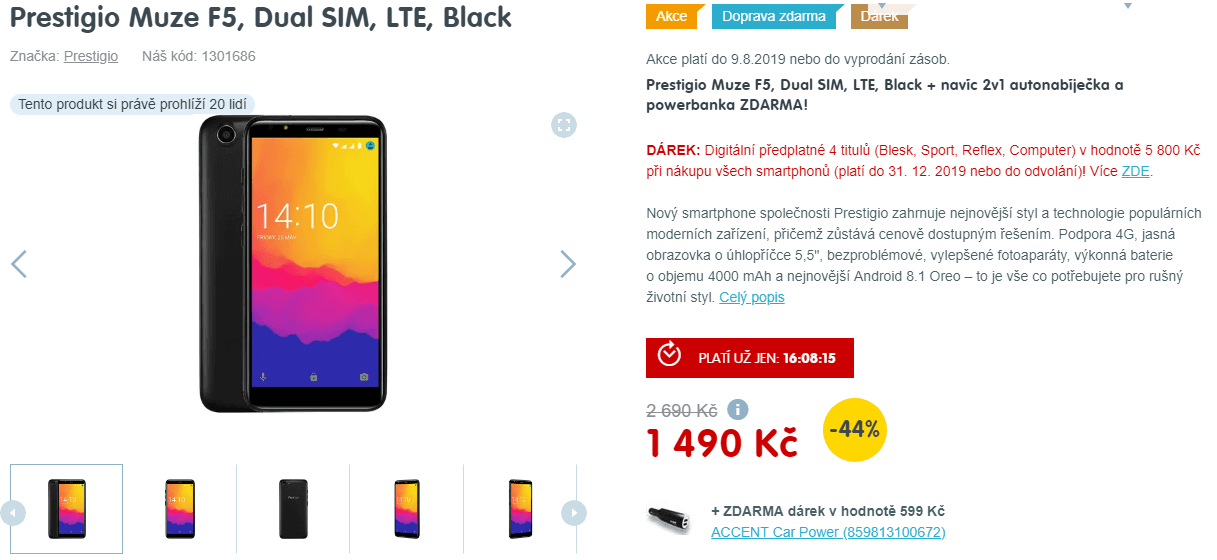 Prestigio, 4x 1,3GHz, 2GB RAM, 5,5", LTE