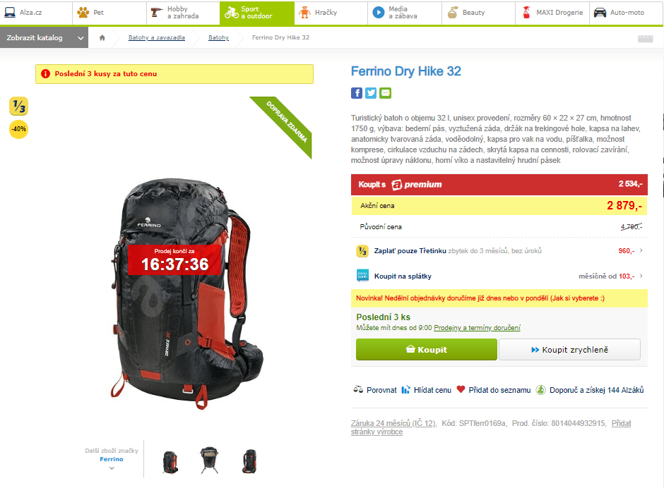 Turistický batoh Ferrino Dry Hike 32