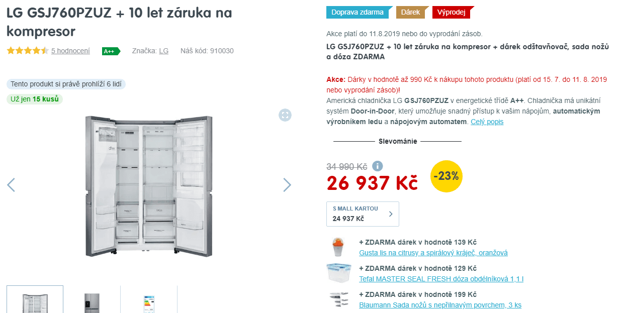 Lednice LG, led, door-in-door, A++