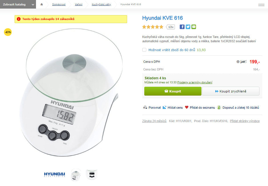 Kuchyňská váha Hyundai KVE 616