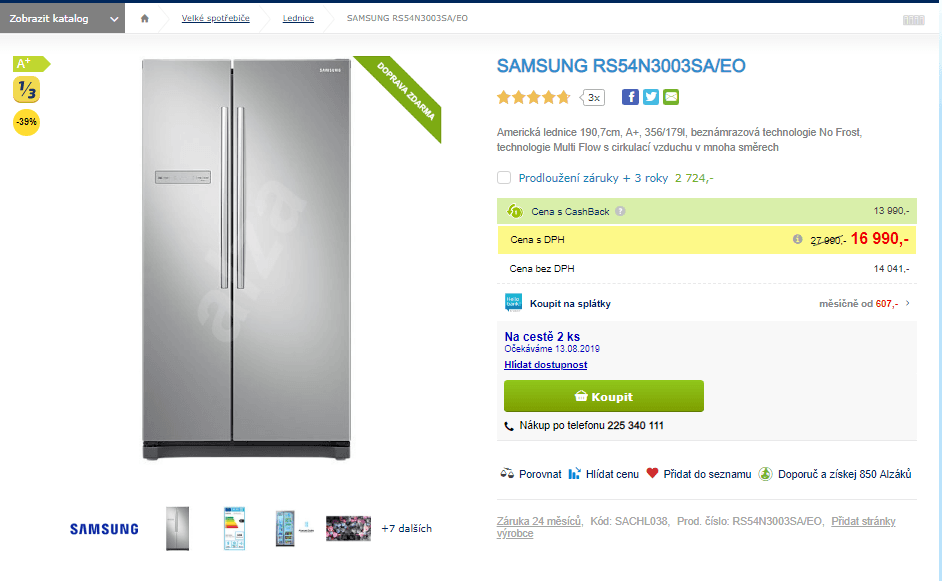 Americká lednice Samsung, no frost