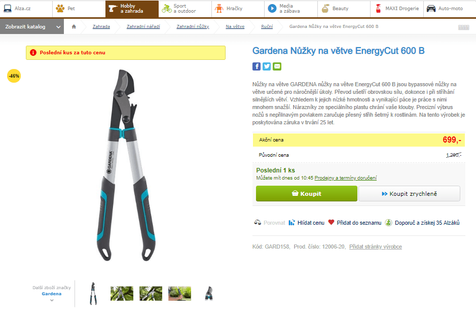 Nůžky na větve EnergyCut Gardena