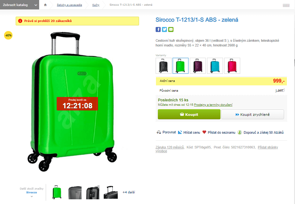 Kufr Sirocco T-1213/1-S, 36 litrů