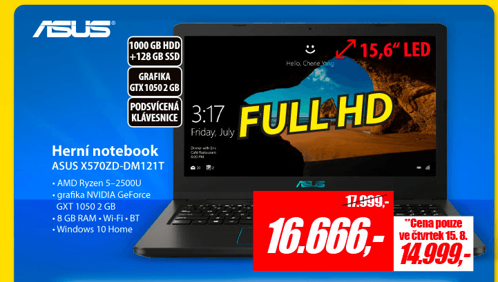 Asus, 3,6GHz, 8GB RAM, 2GB NVidia, 15,6"