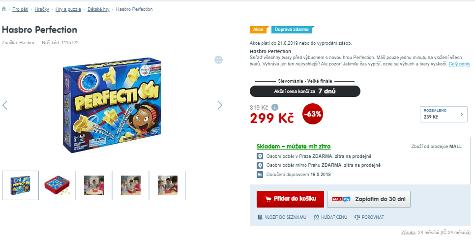 Společenská hra Perfection Hasbro
