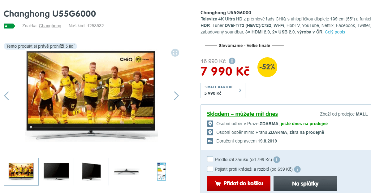 Ultra HD Smart TV, HDR, 139cm, Changhong