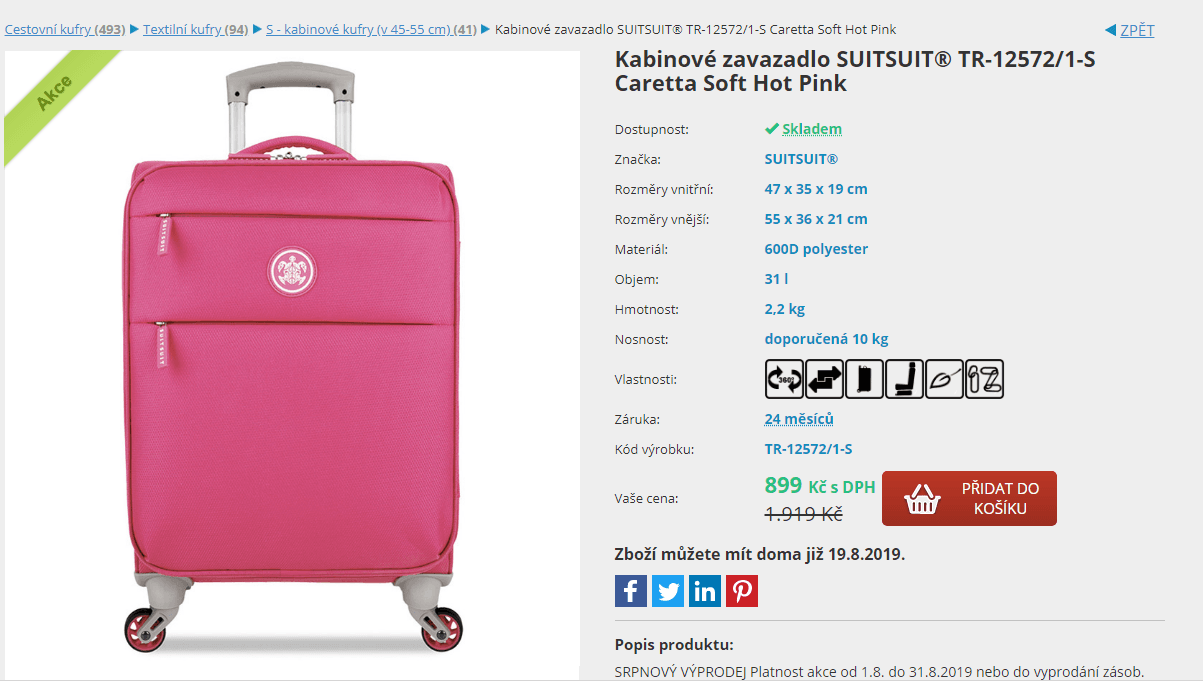 Cestovní kufr SUITSUIT Caretta 31 l