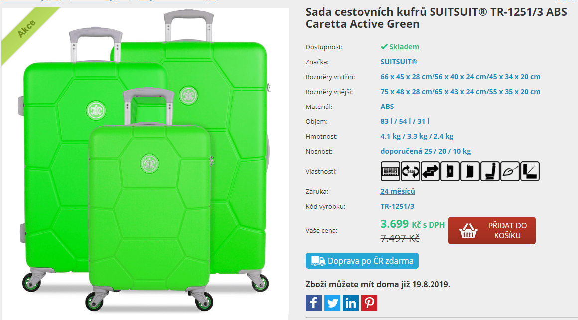 Sada 3 kufrů SuitSuit, 83 l / 54 l / 31 l
