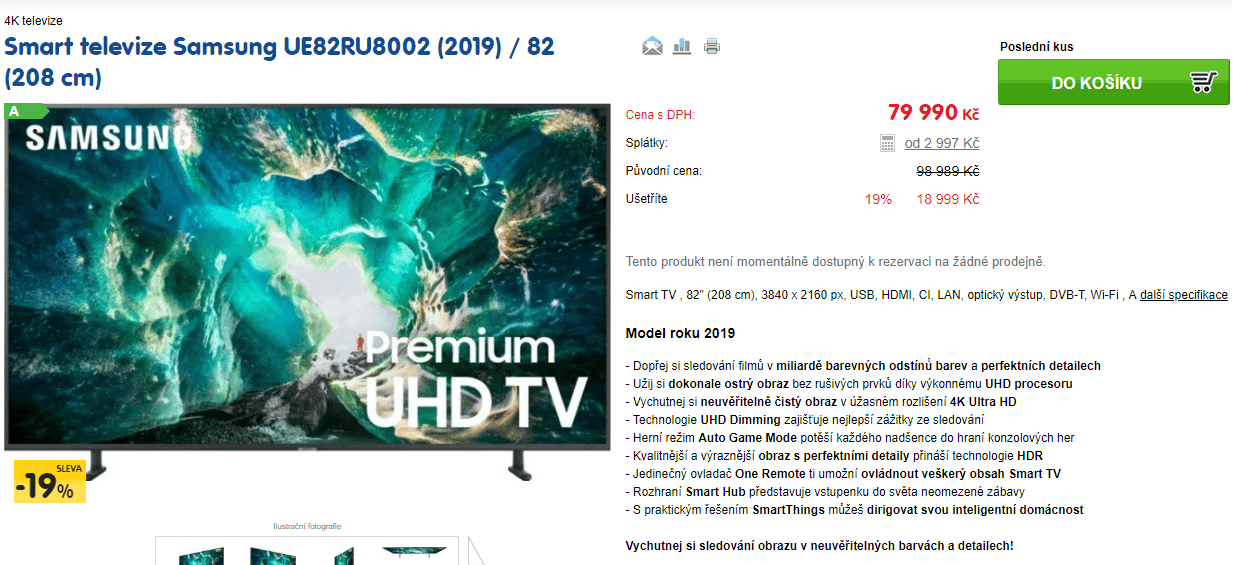 4K Smart TV, HDR, 208 cm, Samsung