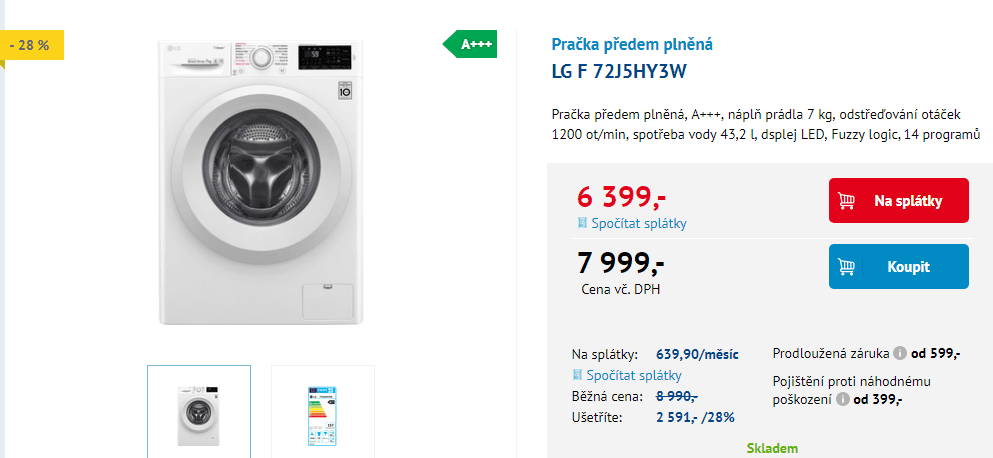 Pračka LG, 7kg, 1200 ot., NFC, pára, A+++