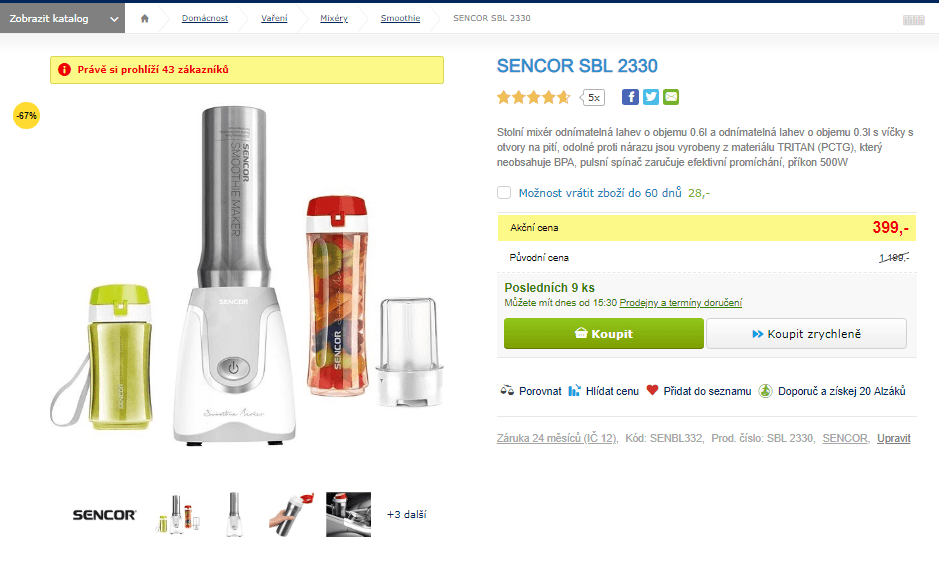Smoothie mixér Sencor SBL 2330