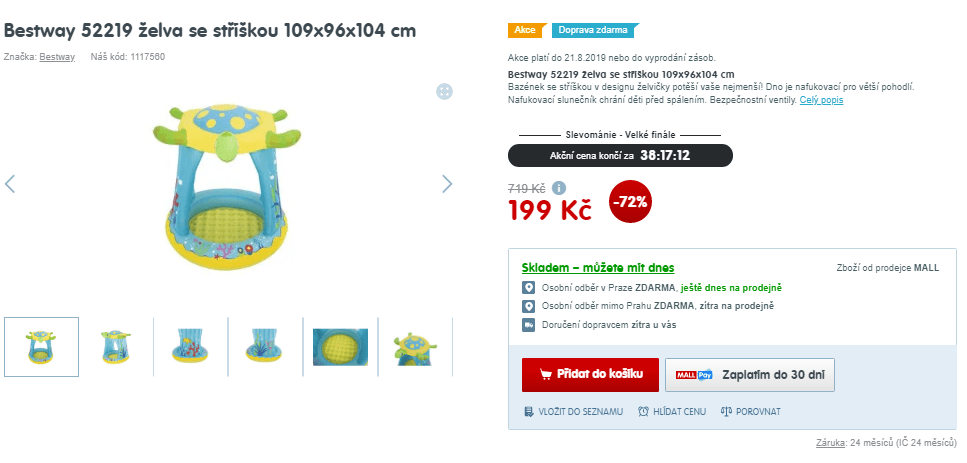 Bazének Bestway 52219 želva se stříškou