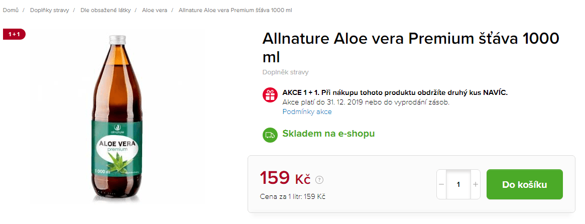 Aloe vera Premium šťáva 1000 ml
