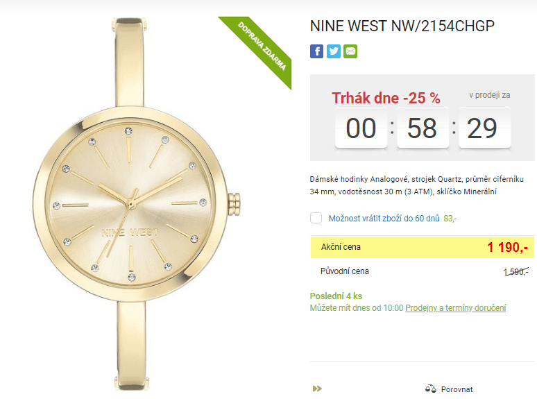 Elegantní dámské hodinky NINE WEST 