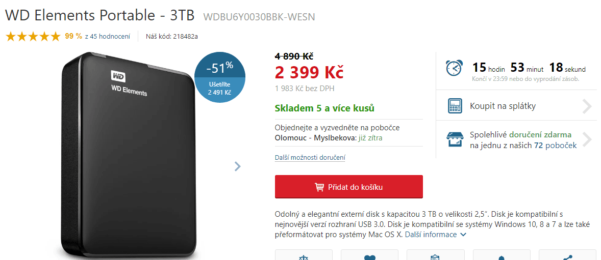 Externí HDD Western Digital, 3TB, USB 3.0
