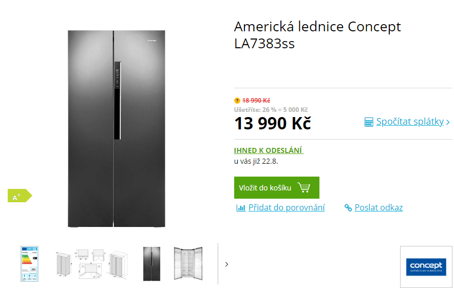 Menší americká lednice Concept, š 83cm