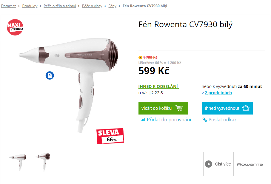 Fén Rowenta, ionizátor, difuzér