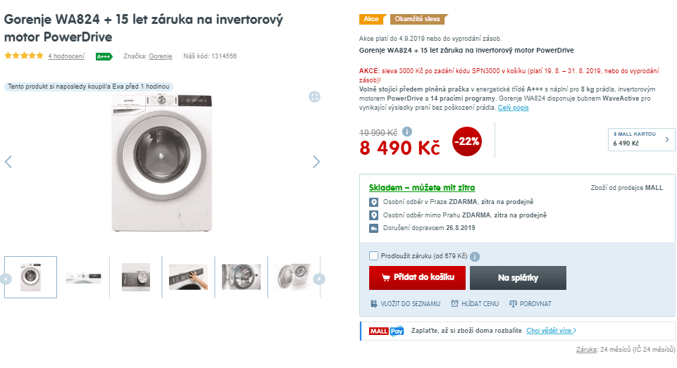 Pračka Gorenje, 8kg, 1200 ot., A+++