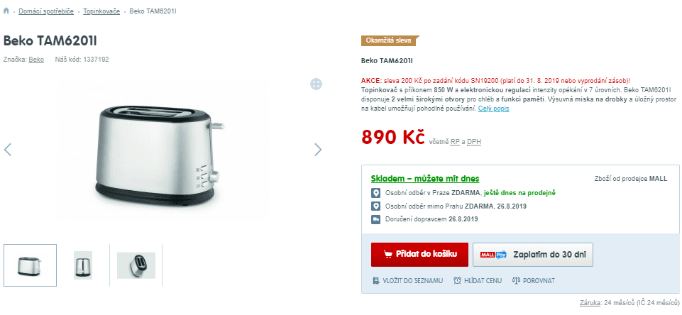 Topinkovač Beko TAM6201I
