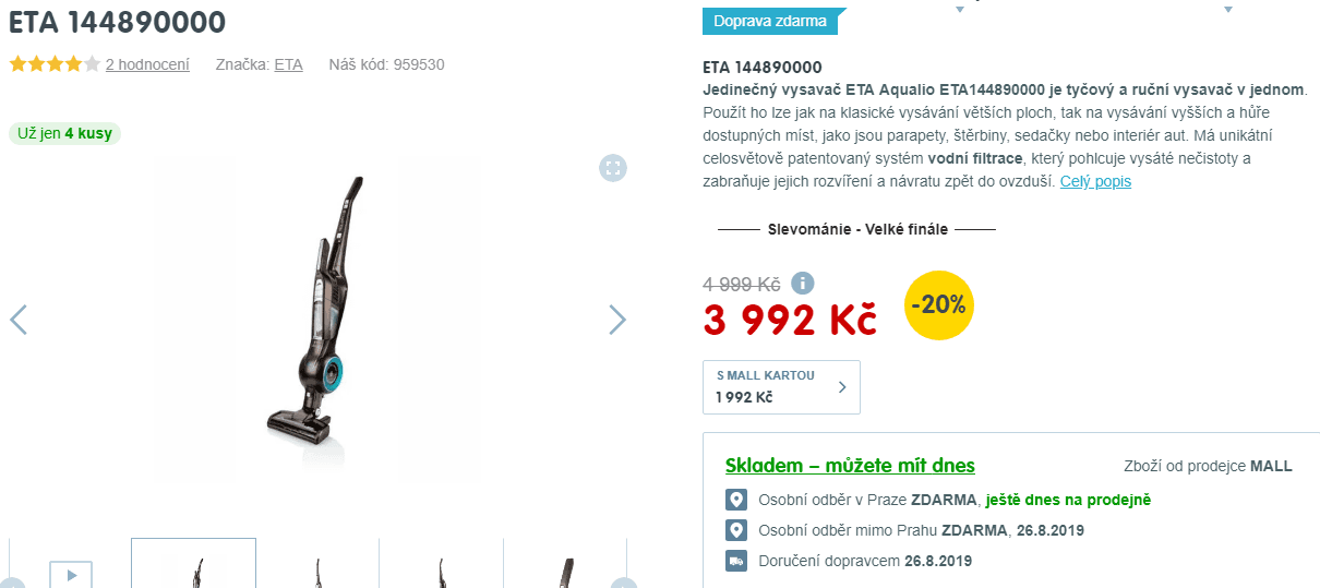 Vysavač ETA pro alergiky Aqualio 1448