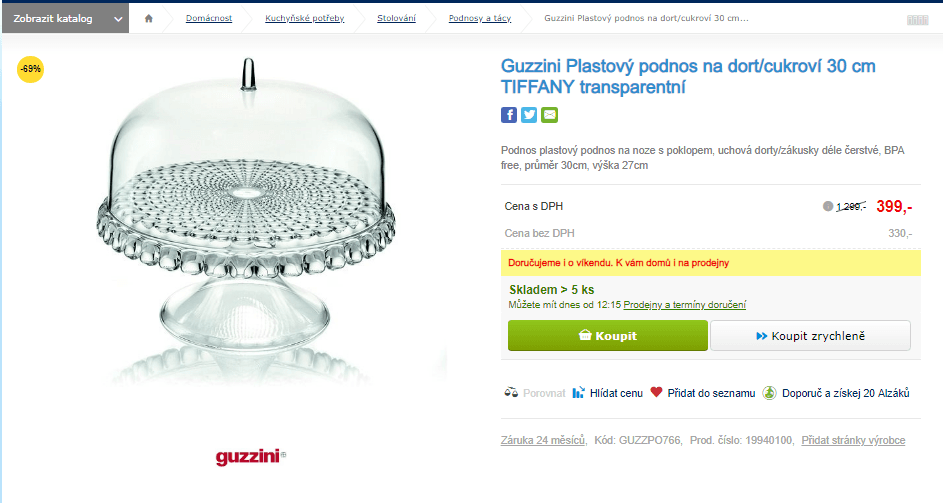 Plastový podnos Guzzini 30 cm