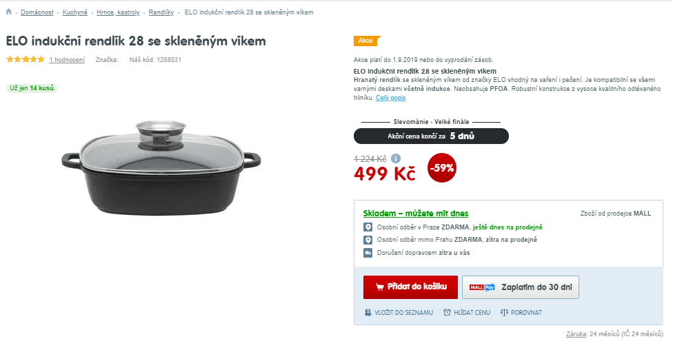 Indukční rendlík ELO 28 cm s víkem