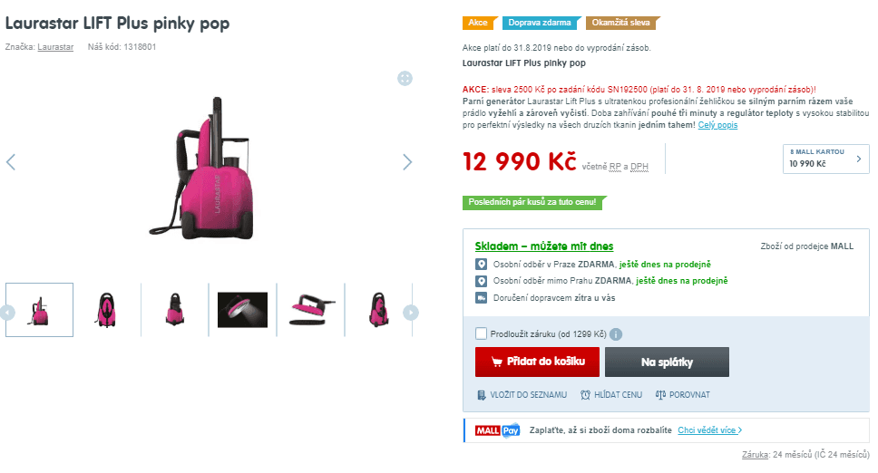 Parní generátor Laurastar LIFT Plus
