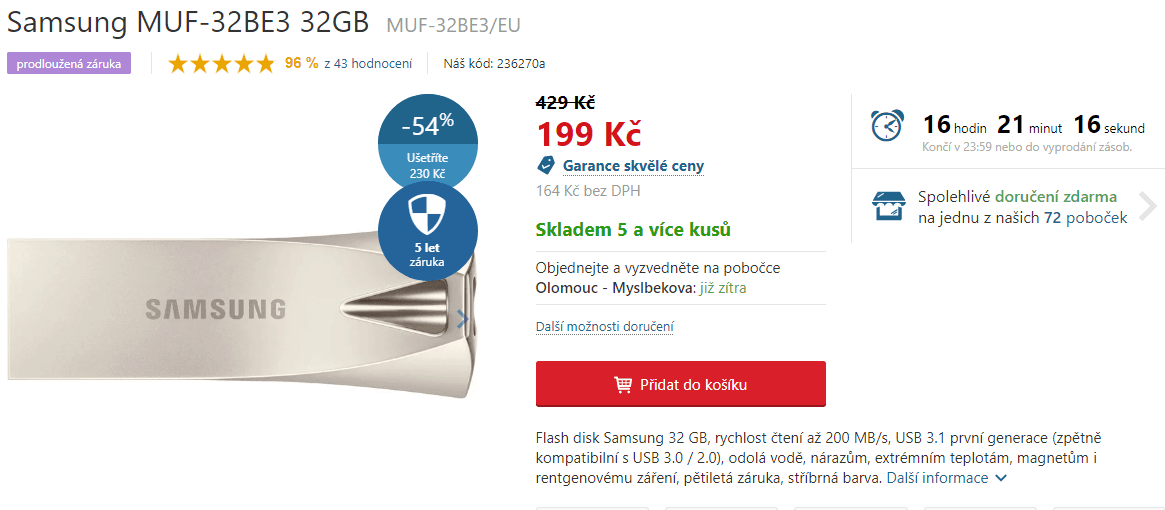 USB flash disk Samsung, 32GB, 3.1