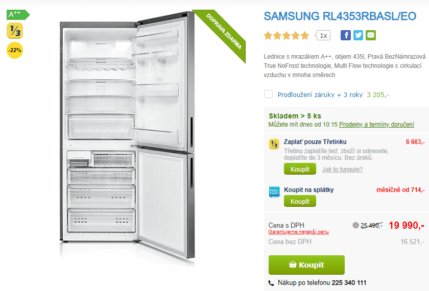 Lednice Samsung, š 70cm, A++, no frost