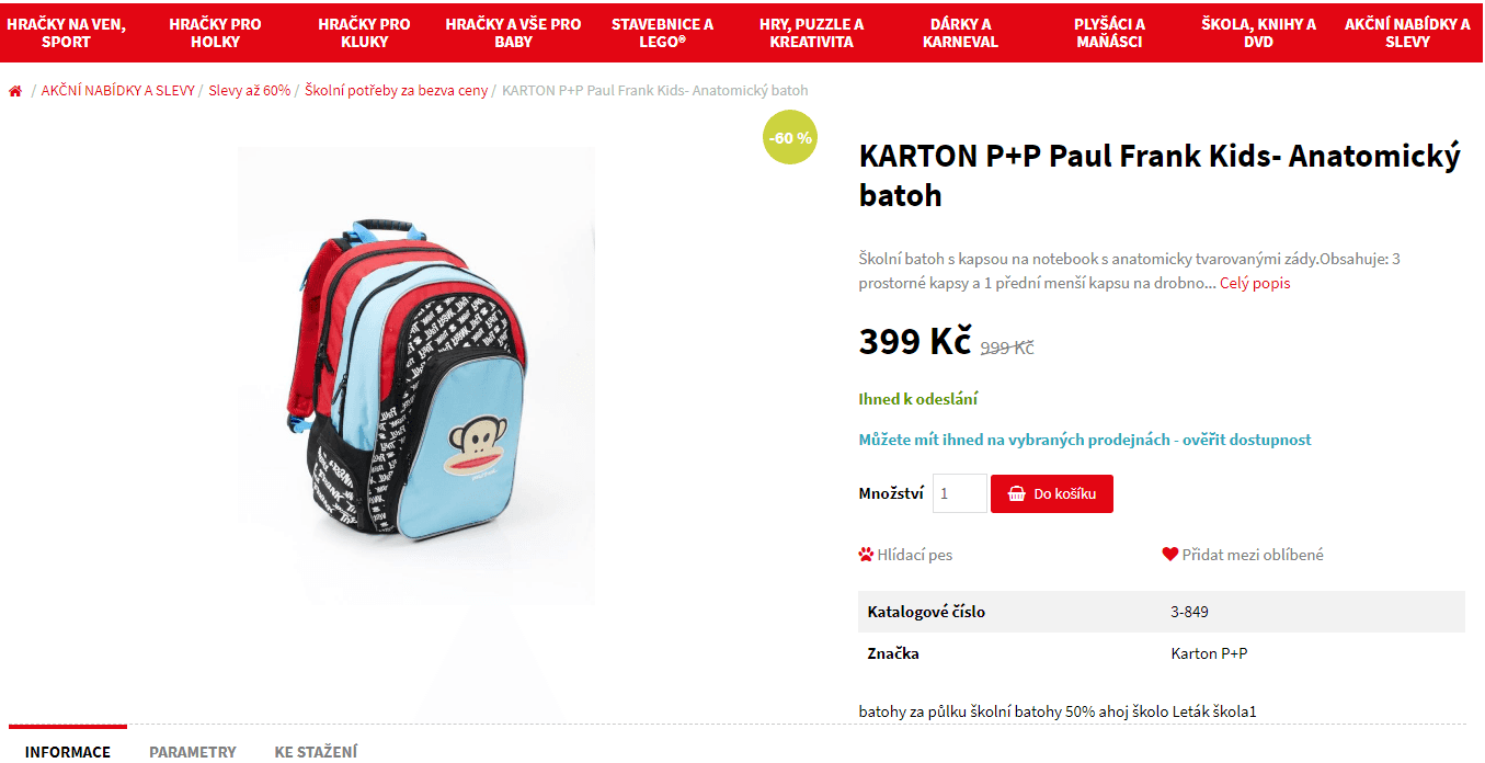 Anatomický batoh Karton P+P Uni Paul Frank