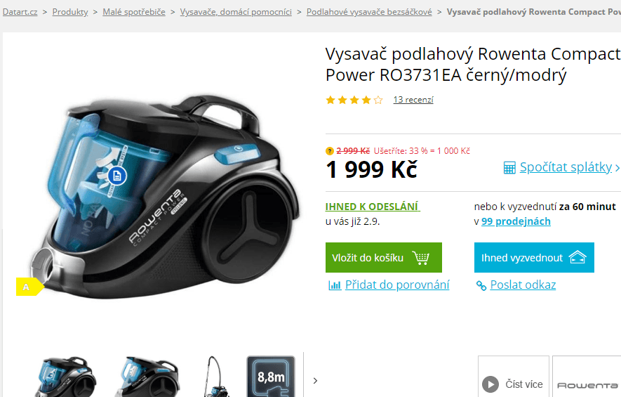 Bezsáčkový vysavač Rowenta Power Cyclonic 