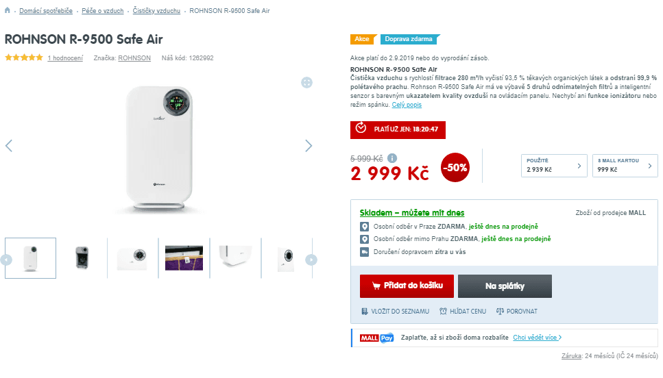 Čistička vzduchu Rohnson R-9500 SAFE AIR