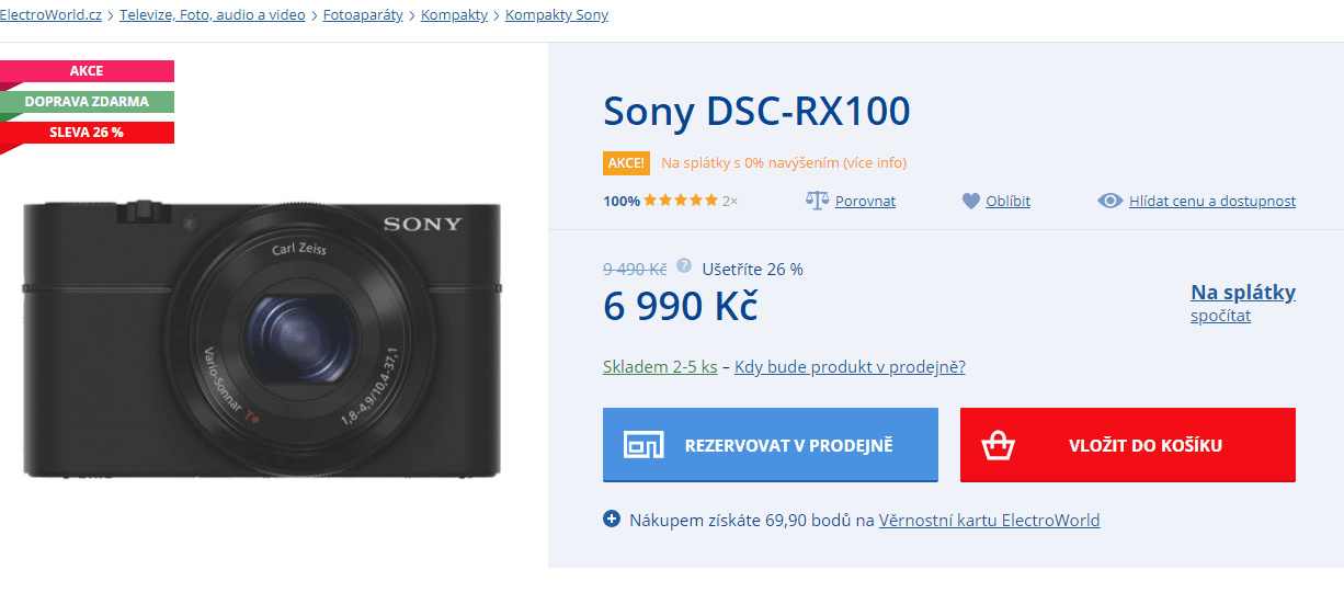 Sony Cyber-Shot DSC-RX100, 20,2 Mpx
