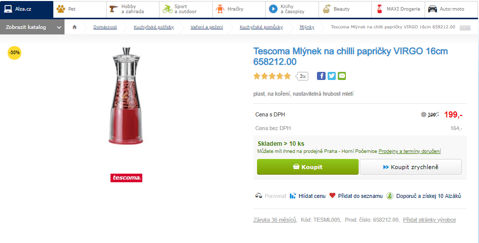 Mlýnek na chilli papričky Tescoma 16 cm