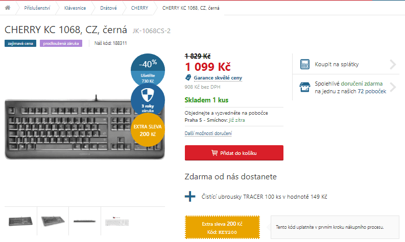 Klávesnice CHERRY KC 1068, CZ