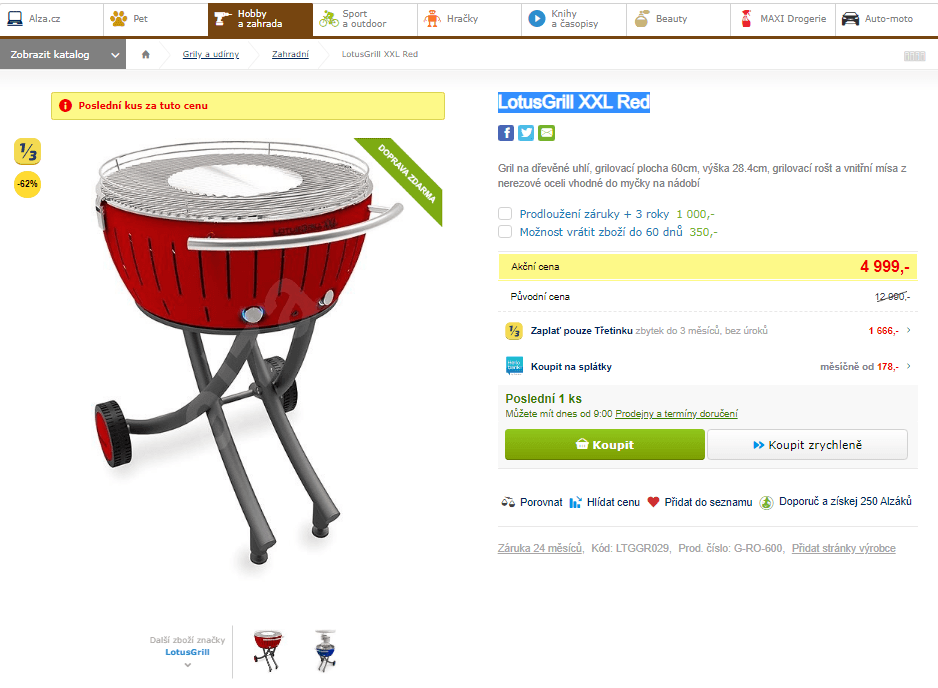 Bezkouřový gril Lotus XXL, dřevěné uhlí