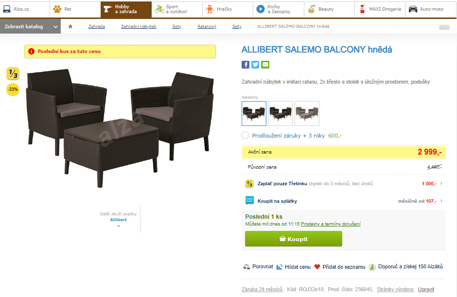 Zahradní nábytek Allibert SALEMO balcony