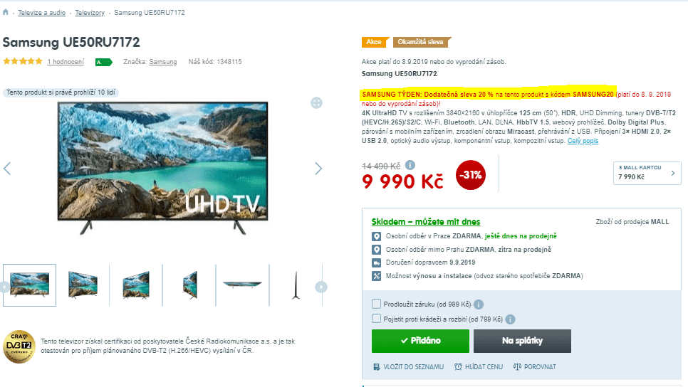 Ultra HD Smart TV, HDR, 126cm, Samsung