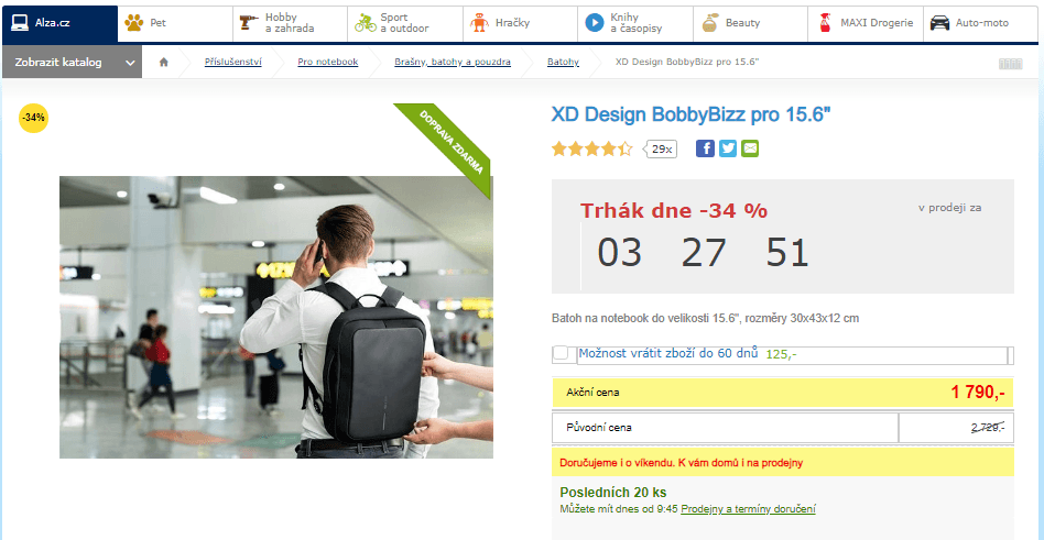 Bezpečnostní batoh Bobby Bizz 15,6"