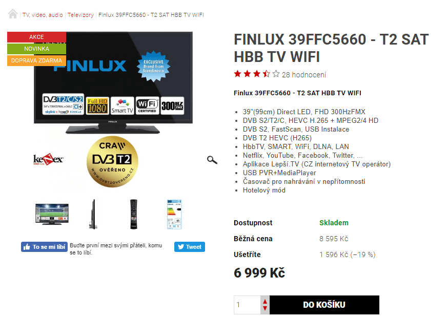Full HD LED TV, Smart, 99cm, Finlux