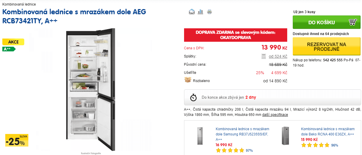 Lednice AEG, technologie, led, 186 cm