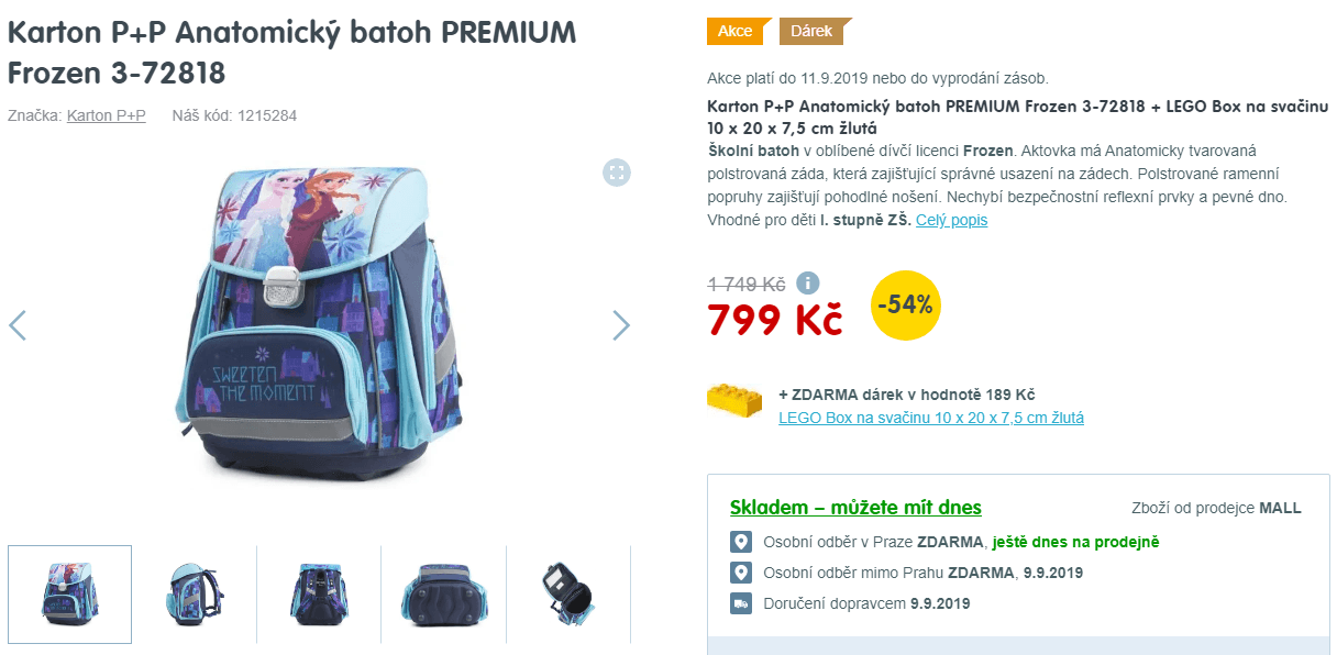 Školní batoh Frozen, 1. stupeň