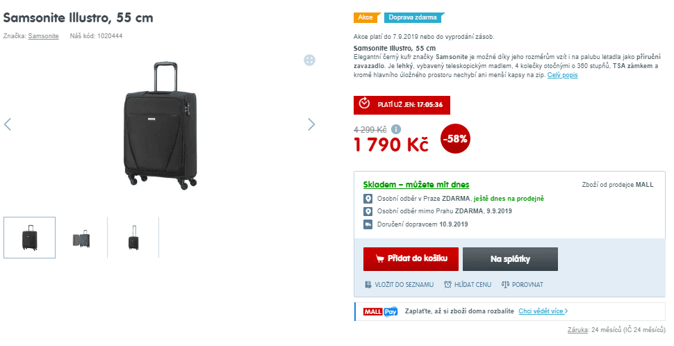 Cestovní kufr Samsonite Illustro, 37 litrů